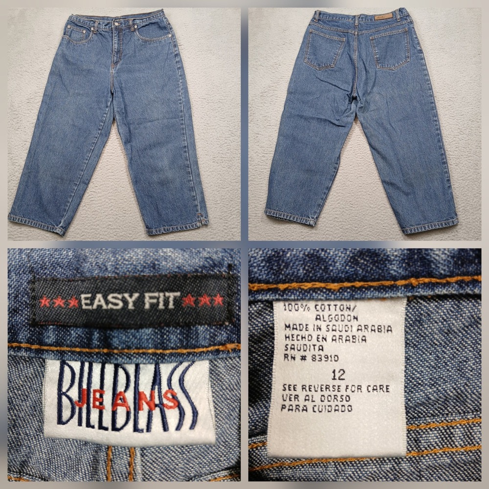 Bill Blass Jeans Women's 12 Easy Fit High Rise Tapered Leg Blue Denim